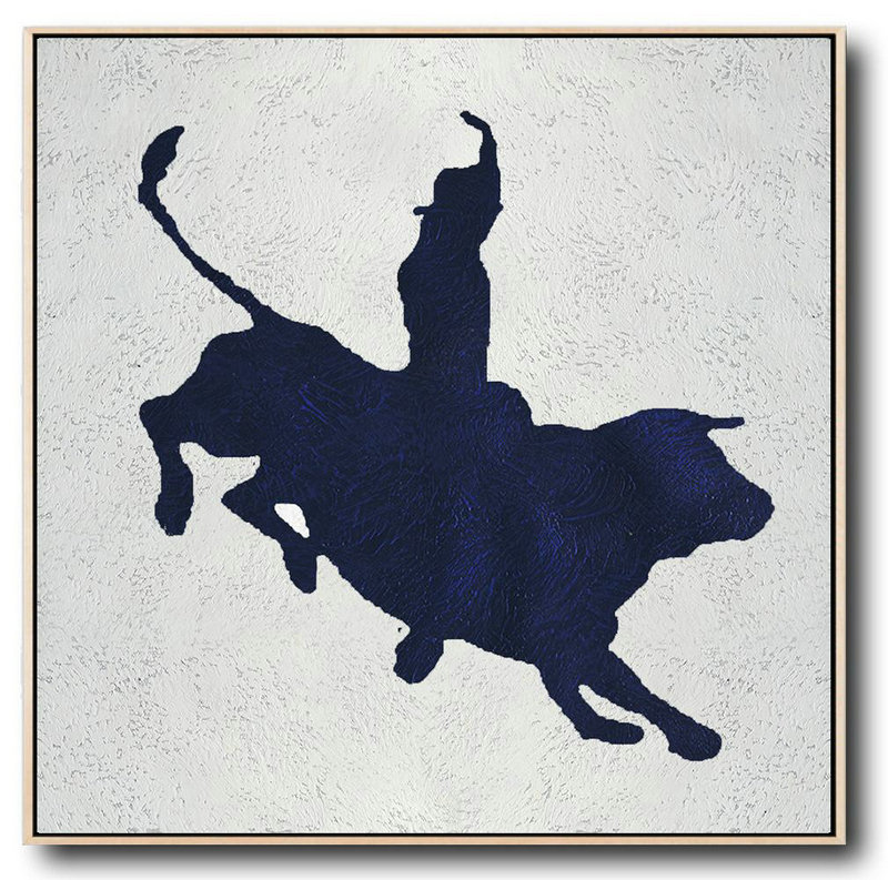 Extra Large Textured Painting On Canvas,Hand Painted Navy Minimalist Painting On Canvas,Unique Canvas Art